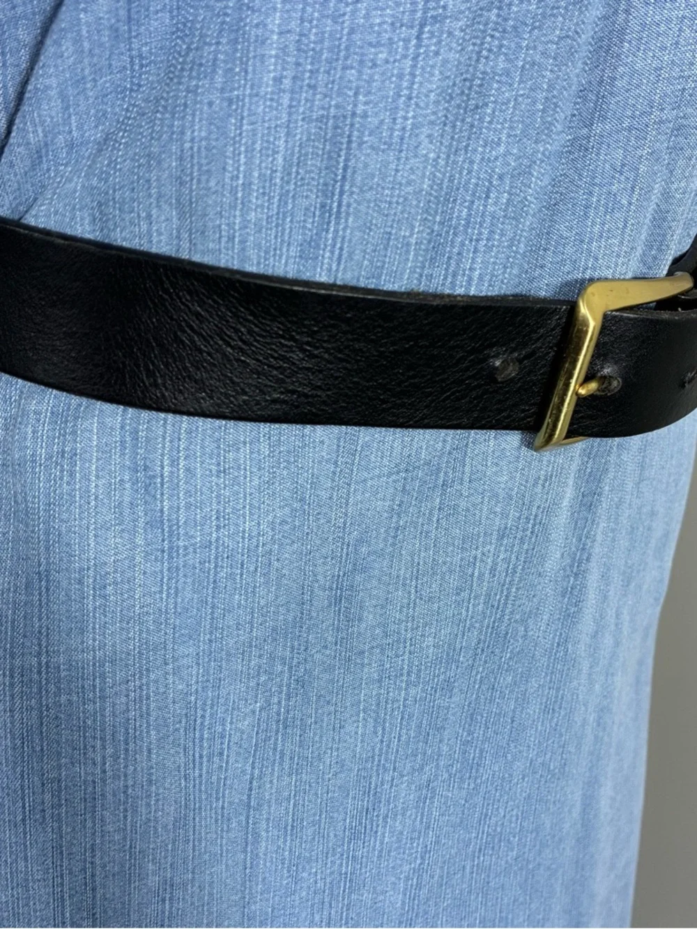 Classic Black Leather Solid Brass Buckle 42” long unisex